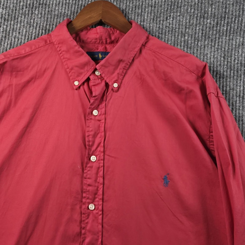 Ralph Lauren Button Up Shirt Men 2XB Red Long Sleeve Collared Cotton Classic Fit